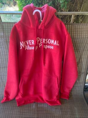 Red Graphic Crewneck Hoodie Sweatshirt - Never Personal Always Purpose